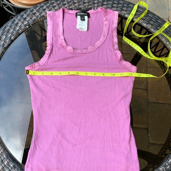 BEBE TANK TOP WITH SILK TRIM, SIZE MEDIUM, RASPBERRY. - Picture 5 of 7